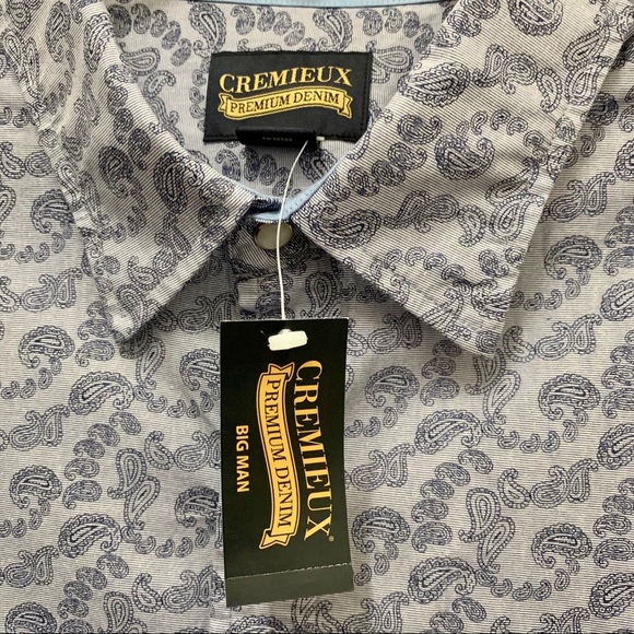 Daniel Cremieux Pearl Snap Blue Paisley Shirt 3XB - Picture 5 of 10